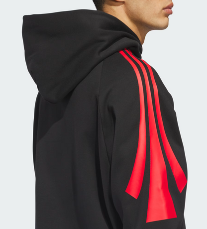AA-W31 (Adidas basketball 3 stripes fleece  hoodie black/ruby red) 42698657