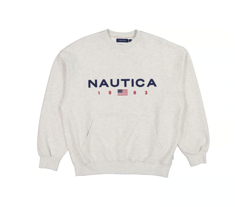 NTA-Q16 (Nautica oversize 83 flag sweatshirt light grey) 62698261