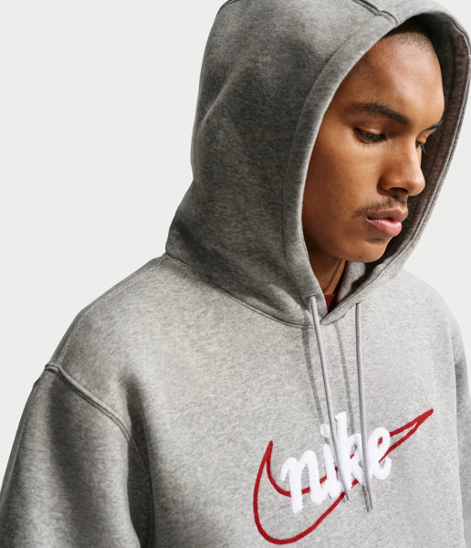 NA-Z49 (Nike sportswear club fleece hoodie dark grey heather/light smoke grey/white) 62695217