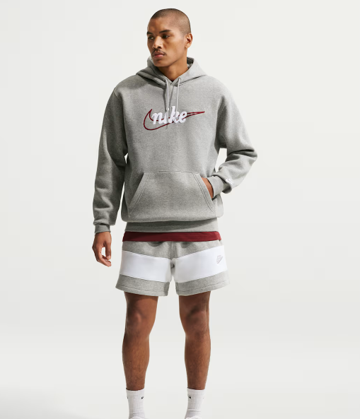 NA-Z49 (Nike sportswear club fleece hoodie dark grey heather/light smoke grey/white) 62695217