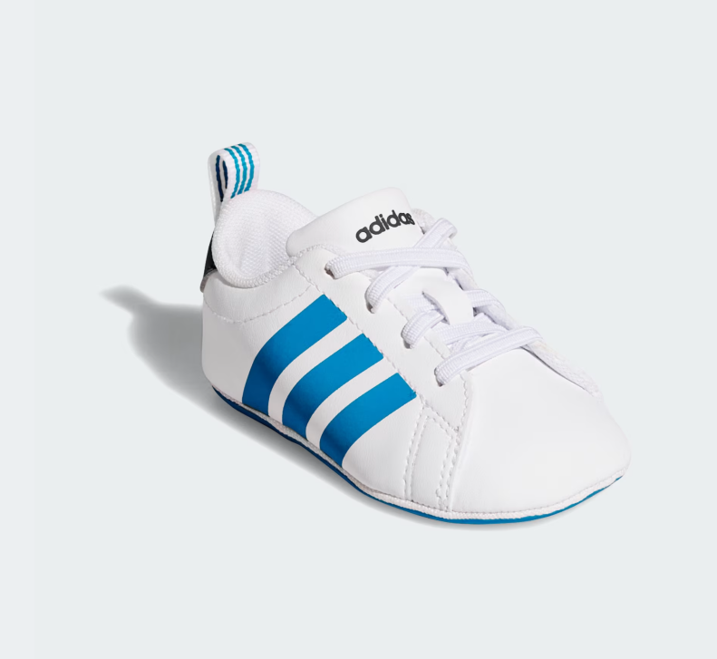 A-C73 (Adidas grand court crib baby first step shoes white/lucid ray blue) 72692646