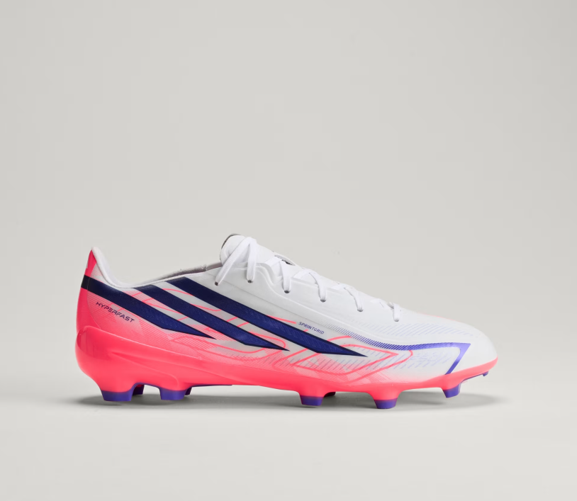 A-H73 (Adidas F50 hyperfast league firm ground boot white/solar purple/solar turbo) 72698178