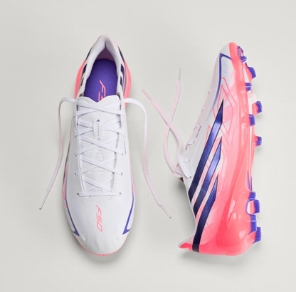 A-H73 (Adidas F50 hyperfast league firm ground boot white/solar purple/solar turbo) 72698178