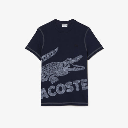 LCA-H18 (Lacoste summer pack faded large print design t-shirt navy blue) 112396957