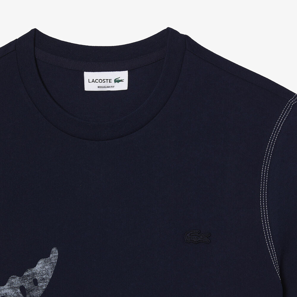 LCA-H18 (Lacoste summer pack faded large print design t-shirt navy blue) 112396957