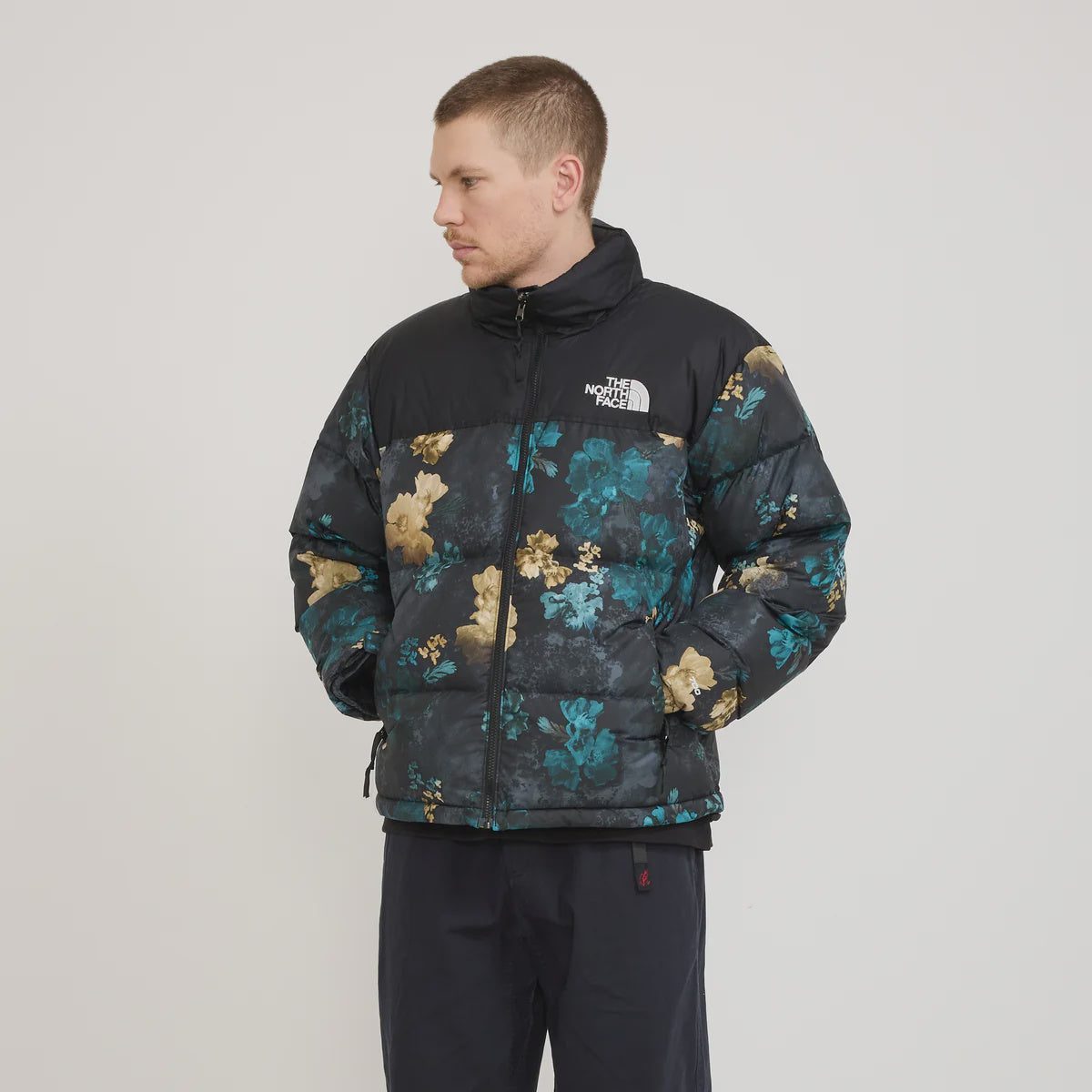NFA-B7 (The north face 96 retro nuptse jacket duck green flowers) 5259 ...