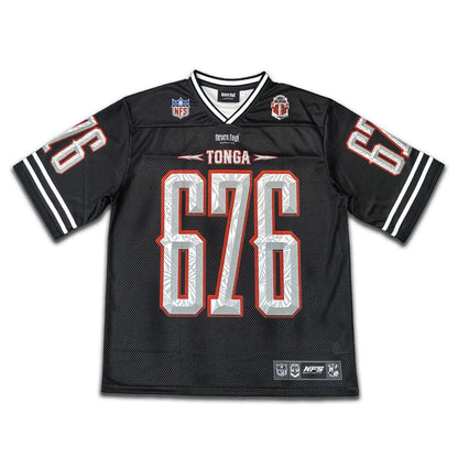 CTZ-J1 (Neverfold tonga mesh cut and sew v-neck grid iron jersey - black)