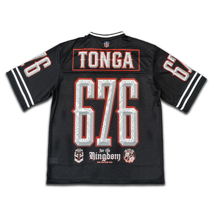 CTZ-J1 (Neverfold tonga mesh cut and sew v-neck grid iron jersey - black)