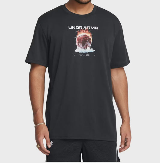 UAA-F14 (Under armour mens fire ice basketball heavy weight short sleeve tee black/white) 112492826
