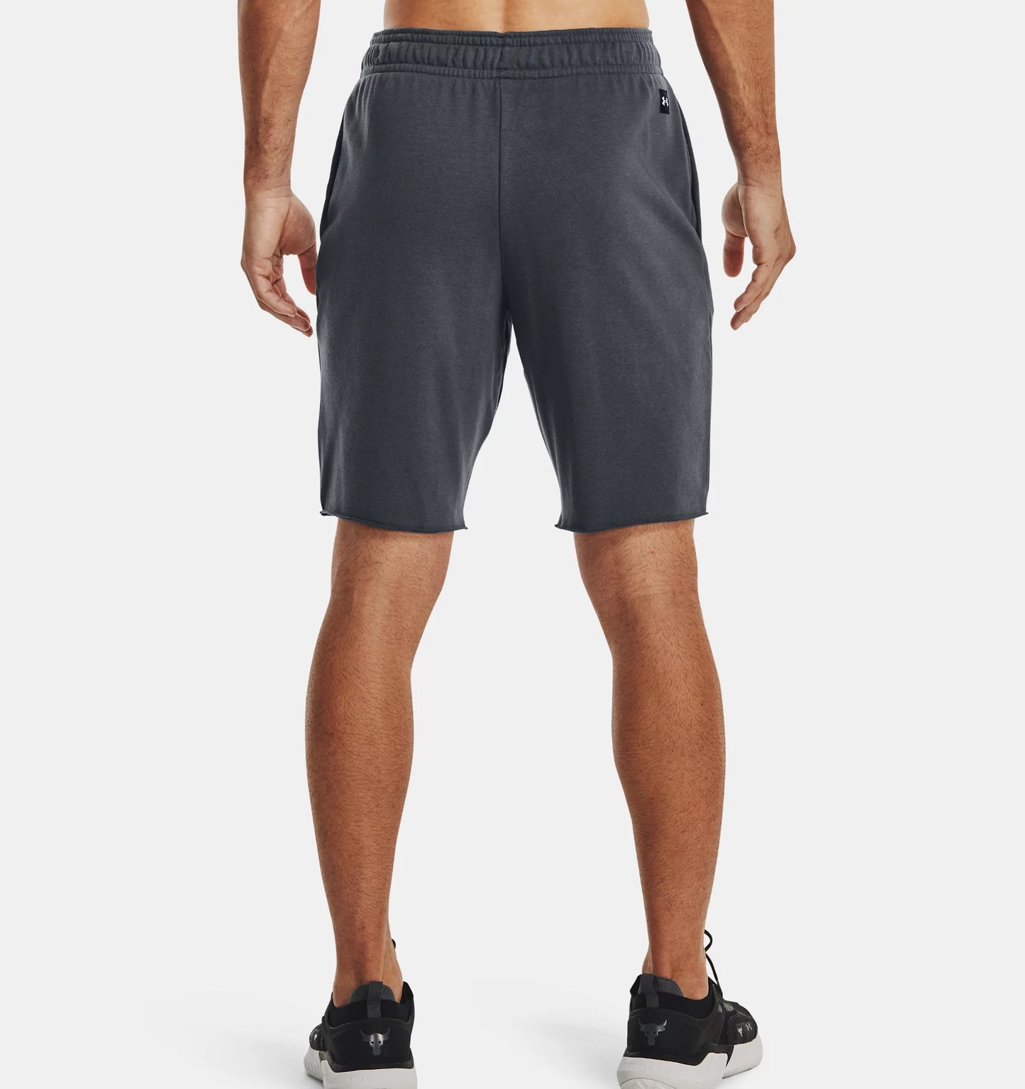 UAA-C9 (Under armour mens project rock terry shorts pitch gray/black) 22393043