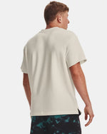 UAA-G9 (Under armour mens project rock heavy weight terry t-shirt ivory/coastal teal/black) 22393478