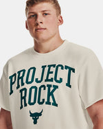 UAA-G9 (Under armour mens project rock heavy weight terry t-shirt ivory/coastal teal/black) 22393478