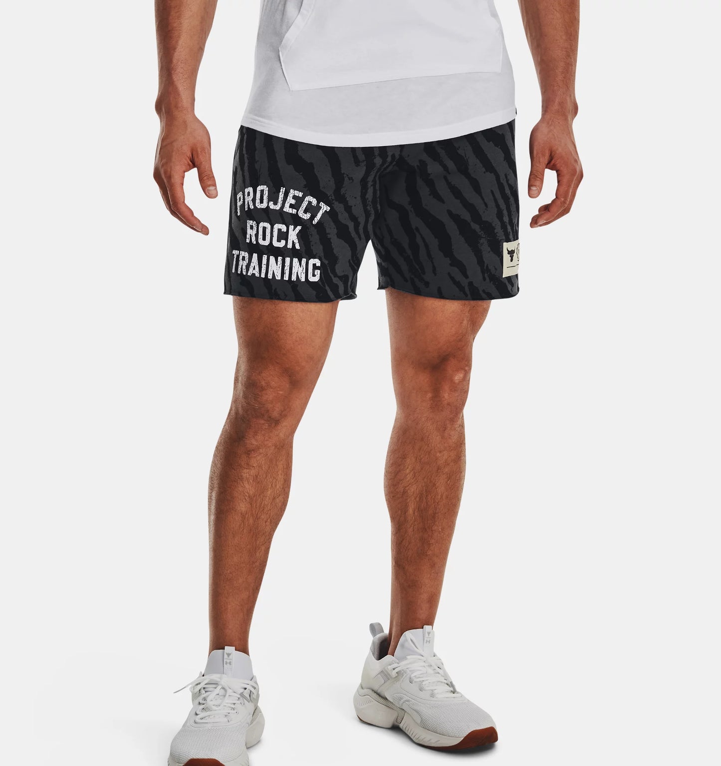 UAA-N9 (Under armour mens project rock rival printed shorts black/white) 32293913 UNDER ARMOUR