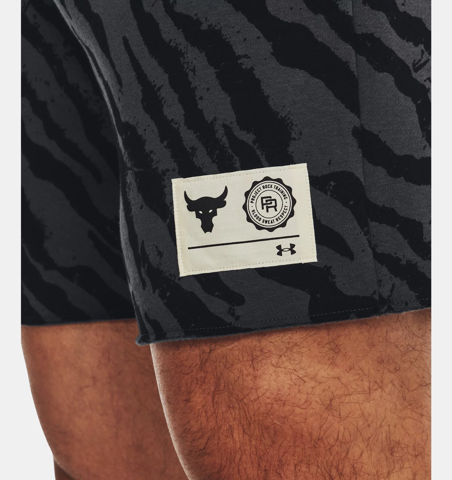 UAA-N9 (Under armour mens project rock rival printed shorts black/white) 32293913 UNDER ARMOUR