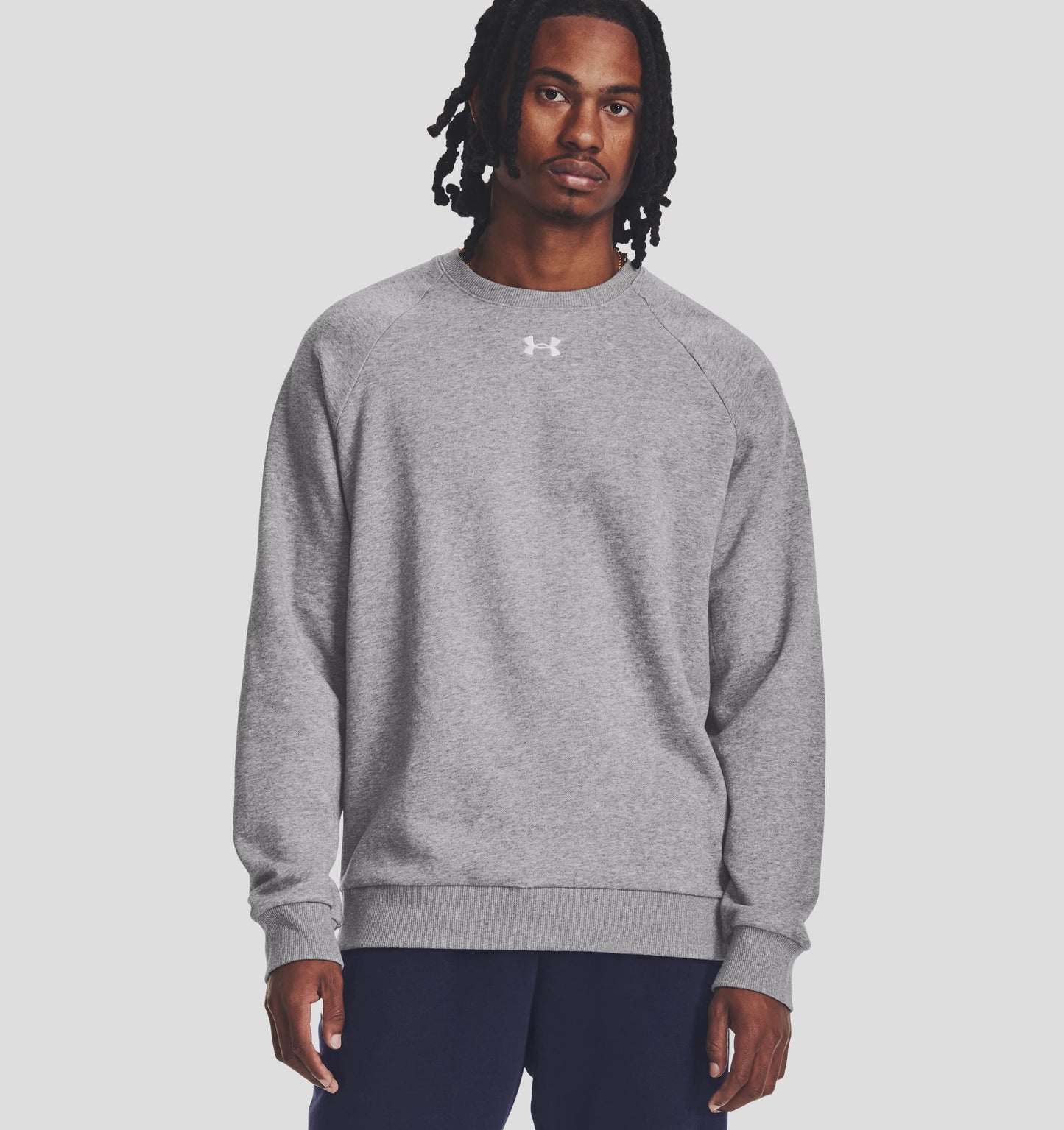 UAA-Y12 (Under armour mens rival fleece crew castle rock/light heather/white) 72493913