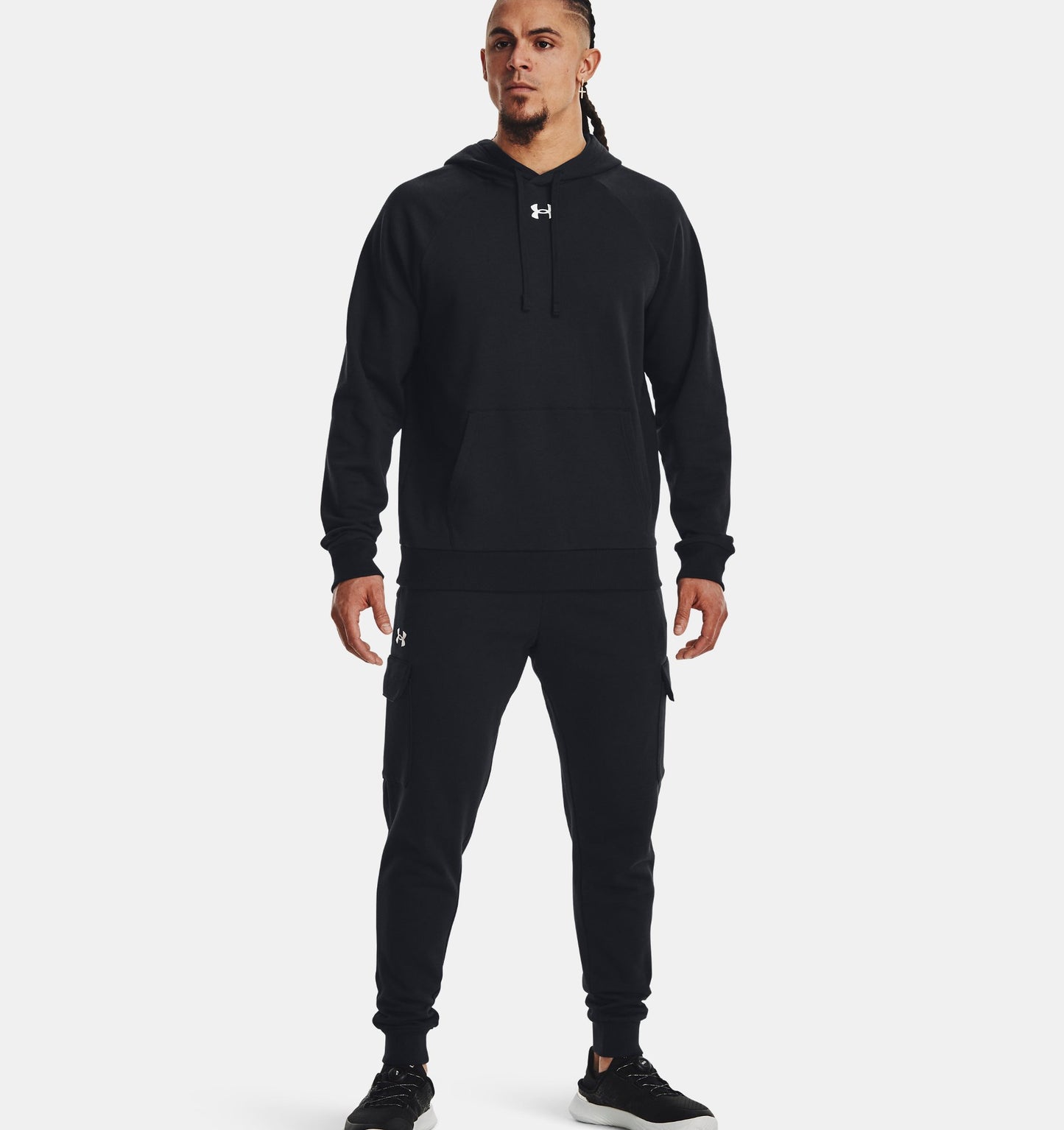 UAA-E13 (Under armour mens rival fleece full-zip hoodie black/white) 72494247