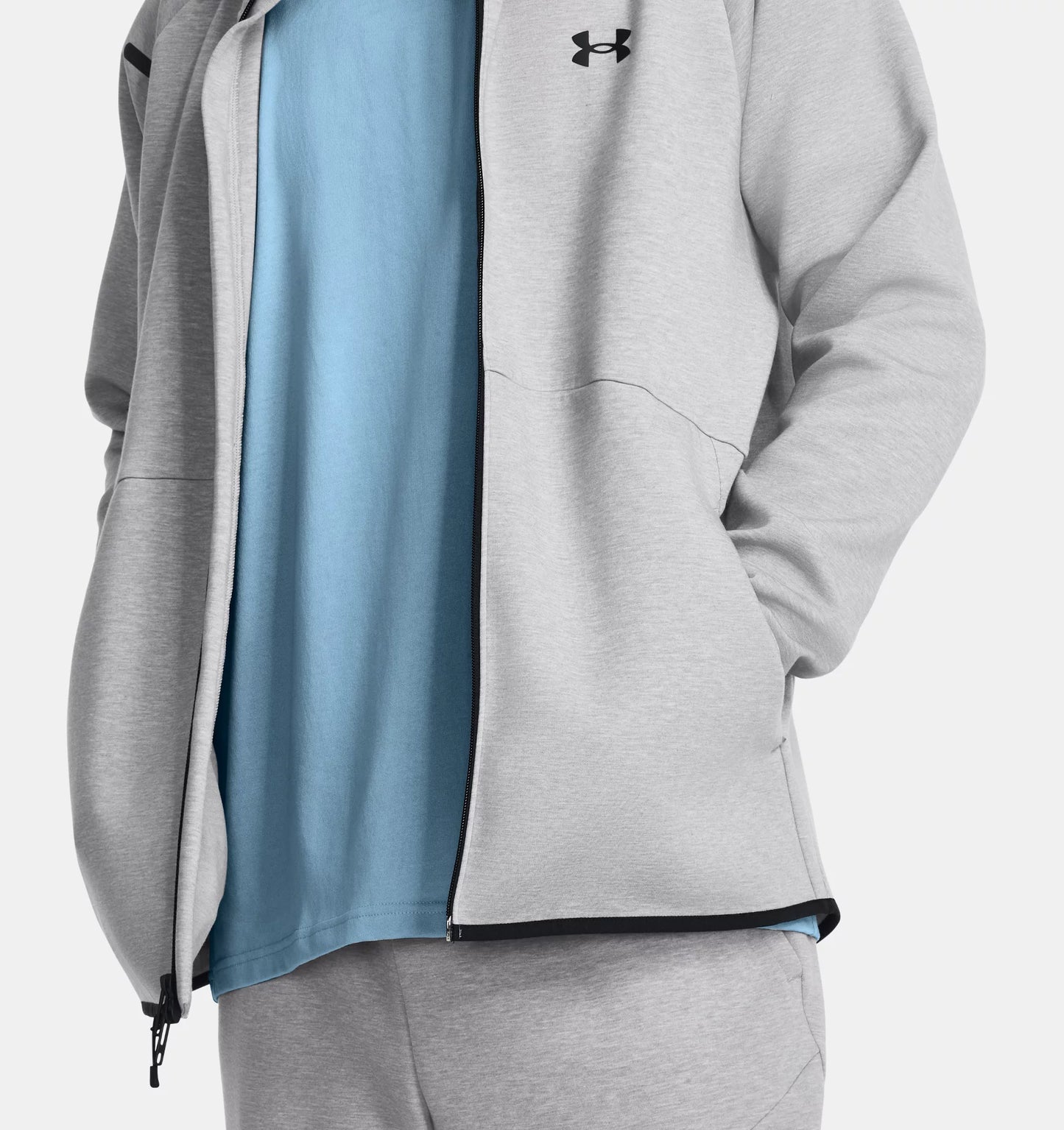 UAA-J12 (Under armour mens unstoppable fleece full zip hoodie mod gray/black) 52497391