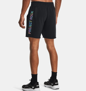 UAA-N11 (Under armour mens project rock heavy weight terry shorts black/black) 122394347