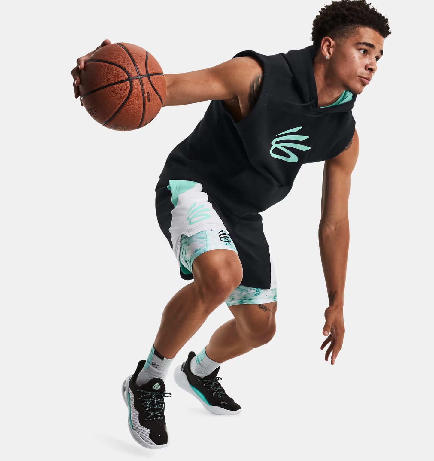 UAA-H11 (Under armour men's curry splash short black/neo turquoise) 112393478