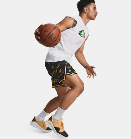 UAA-R10 (Under armour mens curry mesh shorts 1 black/mesa yellow) 82395217 UNDER ARMOUR