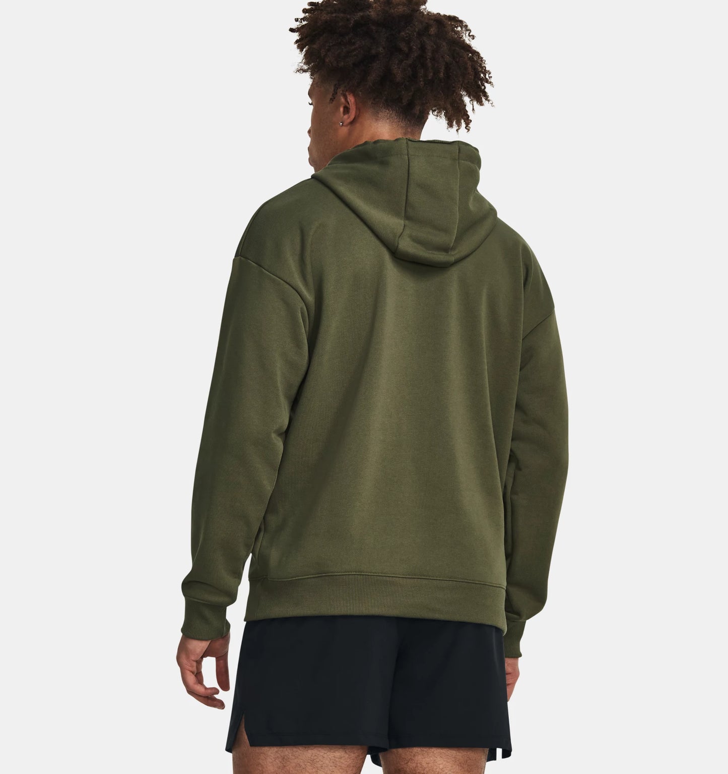 UAA-Q10 (Under armour mens project rock heavy weight terry hoodie marine/green/white) 82395652