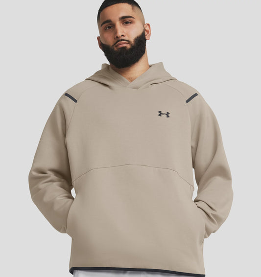 UAA-L12 (Under armour mens unstoppable fleece hoodie timberwolf taupe/black) 52496956