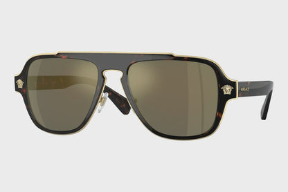 VS-C (Versace sunglasses VE2199 havana frame/dark grey mirror gold polarised lenses) 1225919311