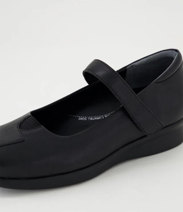 Z-H (Ziera rhapsody wide fit flat leather shoes black) 926910980