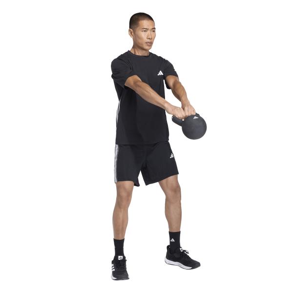 AA-H30 (Adidas workout essentials all set 3-stripes knit shorts black/white) 22692646