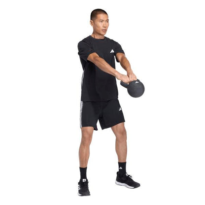 AA-H30 (Adidas workout essentials all set 3-stripes knit shorts black/white) 22692646