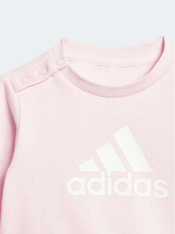 AA-Q23 (Adidas badge of sport french terry crew & jogger set clear pink/white) 42493370