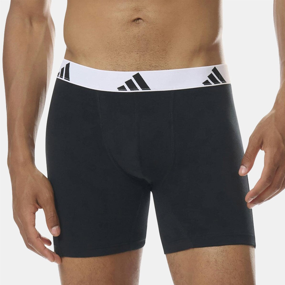 AA-Q28 (Adidas 3 pack active flex cotton boxer brief underwear black/white band) 72593691