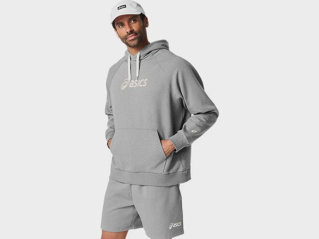 ASA-O2 (Asics logo fleece pullover hoodie grey heather) 82696000