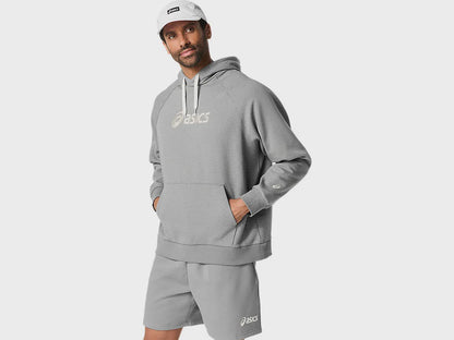 ASA-O2 (Asics logo fleece pullover hoodie grey heather) 82696000