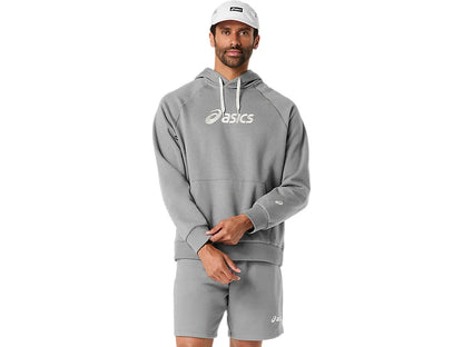 ASA-O2 (Asics logo fleece pullover hoodie grey heather) 82696000