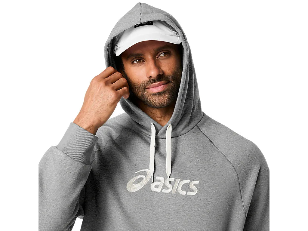 ASA-O2 (Asics logo fleece pullover hoodie grey heather) 82696000
