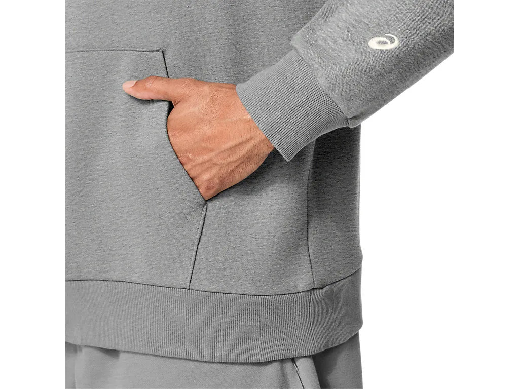 ASA-O2 (Asics logo fleece pullover hoodie grey heather) 82696000