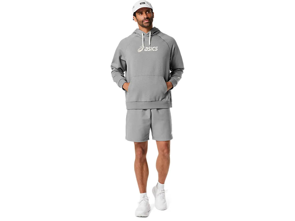 ASA-O2 (Asics logo fleece pullover hoodie grey heather) 82696000