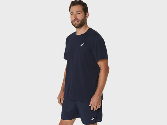 ASA-F1 (Asics silver short sleeve t-shirt mens midnight navy) 122592500
