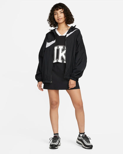 NA-U42 (Nike women nike sports wear essentials woven jacket black/white) 72397289 NIKE