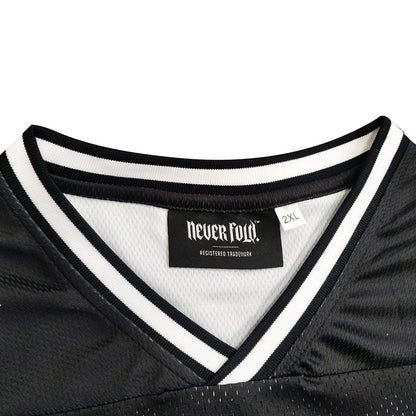 CTZ-J1 (Neverfold tonga mesh cut and sew v-neck grid iron jersey - black)