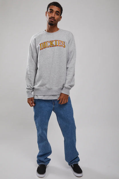 D-N5 (Dickies collegiate tri-colour crew neck sweater grey marle) 5239869 DICKIES