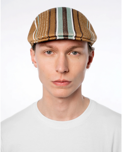 K-U (Kangol clubhouse stripe 507 flat cap tan/sage green) 12695000