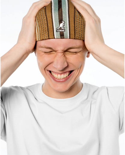 K-U (Kangol clubhouse stripe 507 flat cap tan/sage green) 12695000