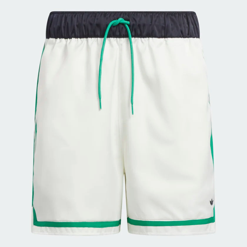 AA-D21 (Adidas hoop prep summer shorts off white/court green) 52393849 ADIDAS