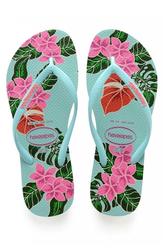 HA-WS4 (HAVAIANAS SLIM FLORAL 0642 ICE BLUE) 81891800