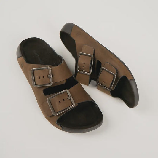 HP-F4 (Hush puppies hoges wide fit leather sandals brown/natural) 32697391