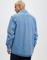 D-Q6 (Dickies jacinto denim regular fit button down long sleeve shirt stone washed) 42495215