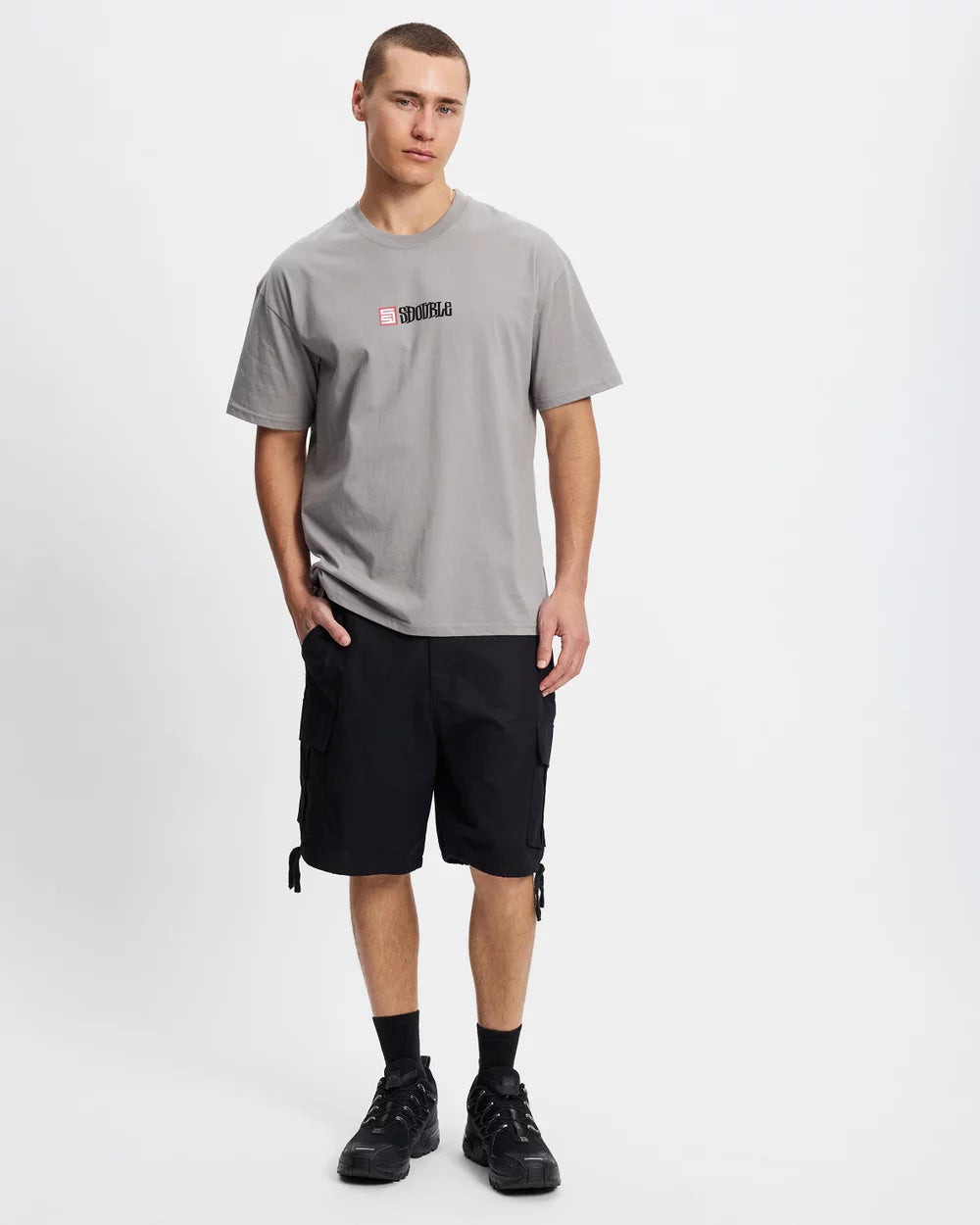 SSA-E (S/Double s cube mid block short sleeve heavy weight tee pigment ash) 122593260