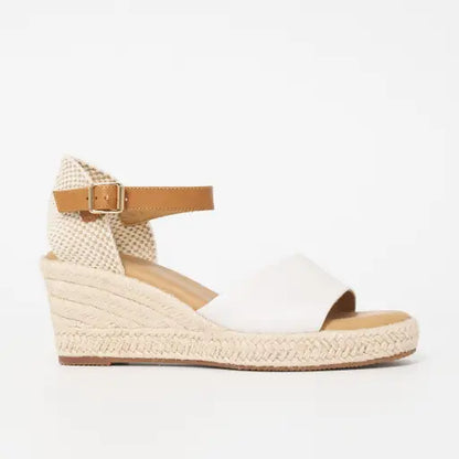 HP-K4 (Hush puppies ersa espadrille wedge sandals white/tan) 52694800